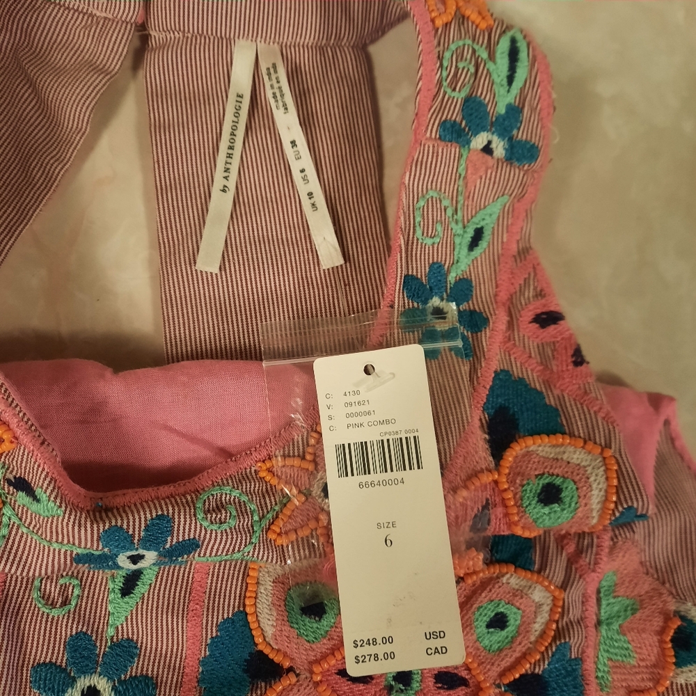Anthropologie Floral Asymmetrical Dress - Orange and Green - Picture 14 of 16